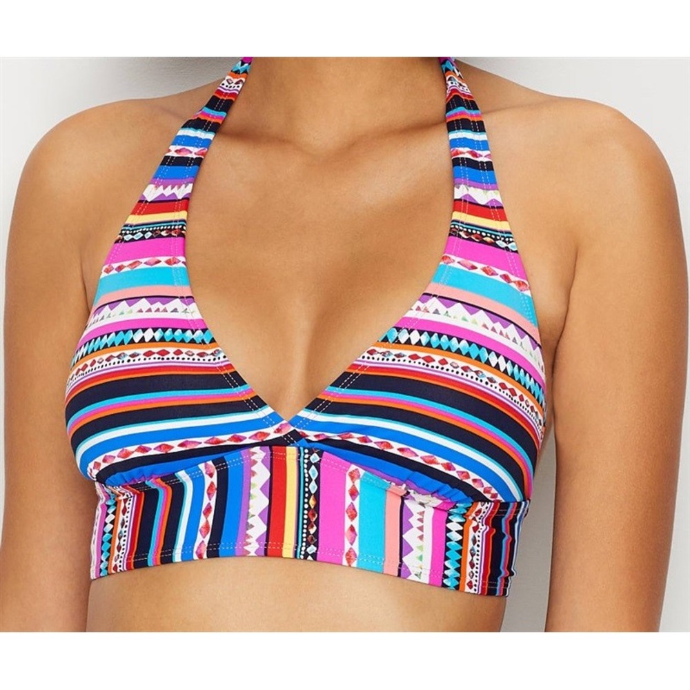 NWT Anne Cole Braid Striped S Halter Triangle Bikini Swim Top 131870